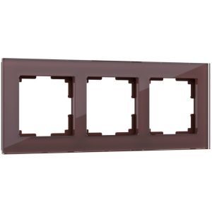 Рамка стеклянная Werkel Favorit на 3 поста Мокко W0031118