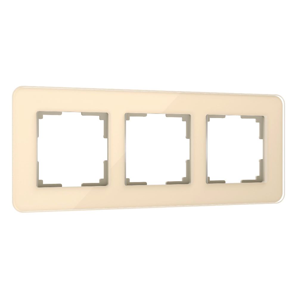 Рамка стеклянная Werkel Elite на 3 поста Айвори W0032443