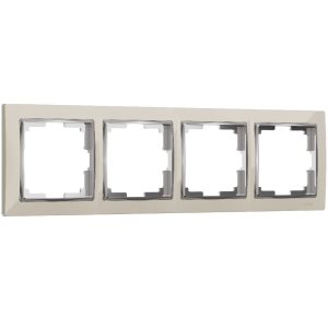 Рамка из поликарбоната Werkel Snabb на 4 поста Слоновая кость / Хром W0041903