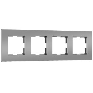 Рамка из поликарбоната Werkel Slab на 4 поста Серебро W0042965