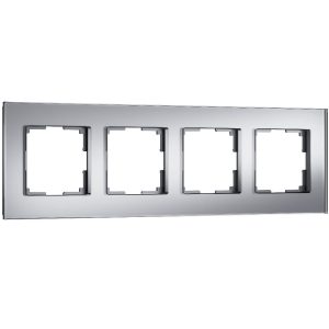 Рамка стеклянная Werkel Senso на 4 поста soft-touch Серебряный W0043106