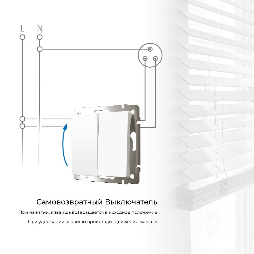 Выключатель двухклавишный встраиваемый с самовозвратом Werkel Белый W1122401 — изображение 4