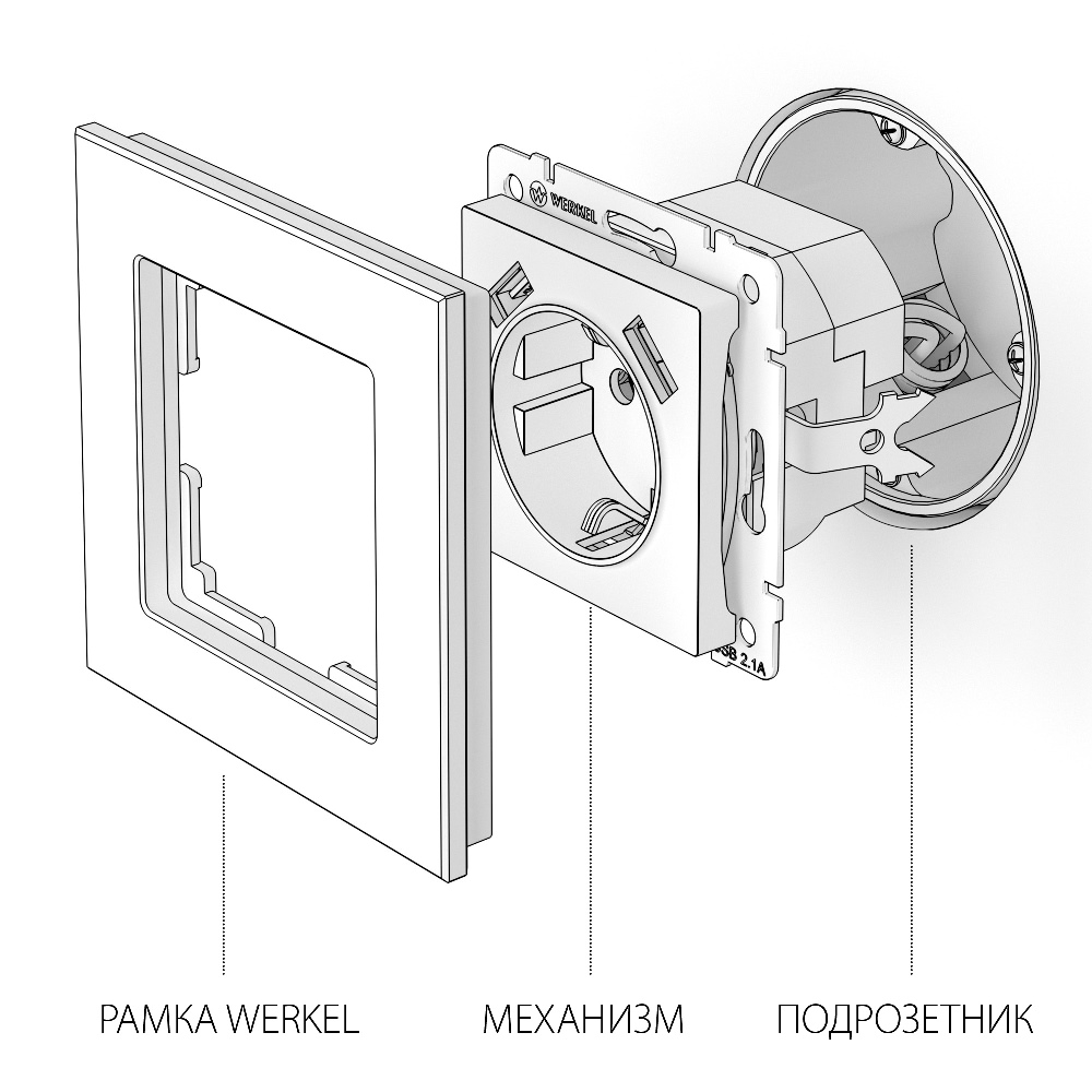 Розетка встраиваемая Werkel с заземлением, шторками и USBх2 Серебряный W1171506 — изображение 4