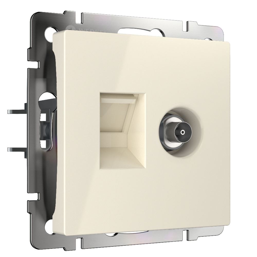 Розетка встраиваемая ТВ+Ethernet Werkel RJ-45 6 cat Слоновая кость W1181303