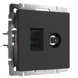 Розетка встраиваемая ТВ+Ethernet Werkel RJ-45 6 cat Черный матовый W1181308