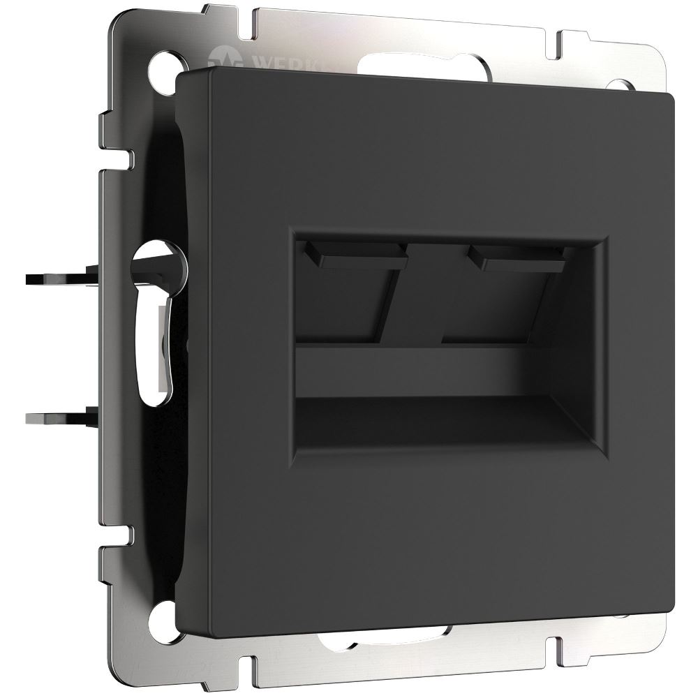 Розетка встраиваемая двойная Ethernet Werkel RJ-45 Черный матовый W1182208