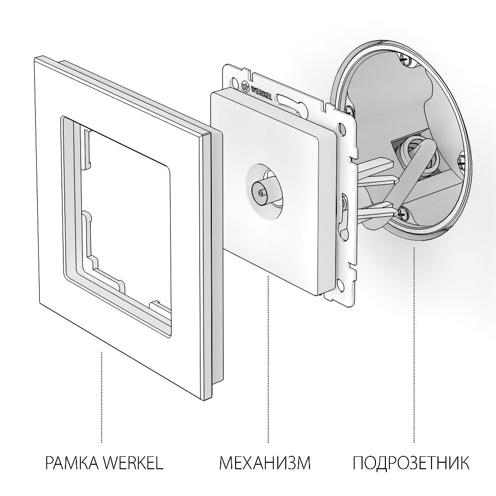 ТВ-розетка встраиваемая проходная Werkel Черный матовый W1184008 — изображение 4