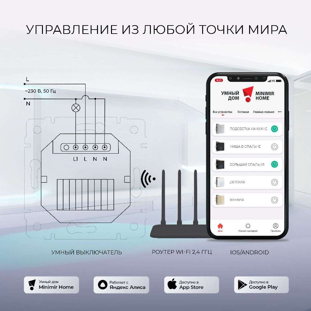 Выключатель одноклавишный встраиваемый сенсорный Werkel с Wifi Cеребряный W4510606 — изображение 5