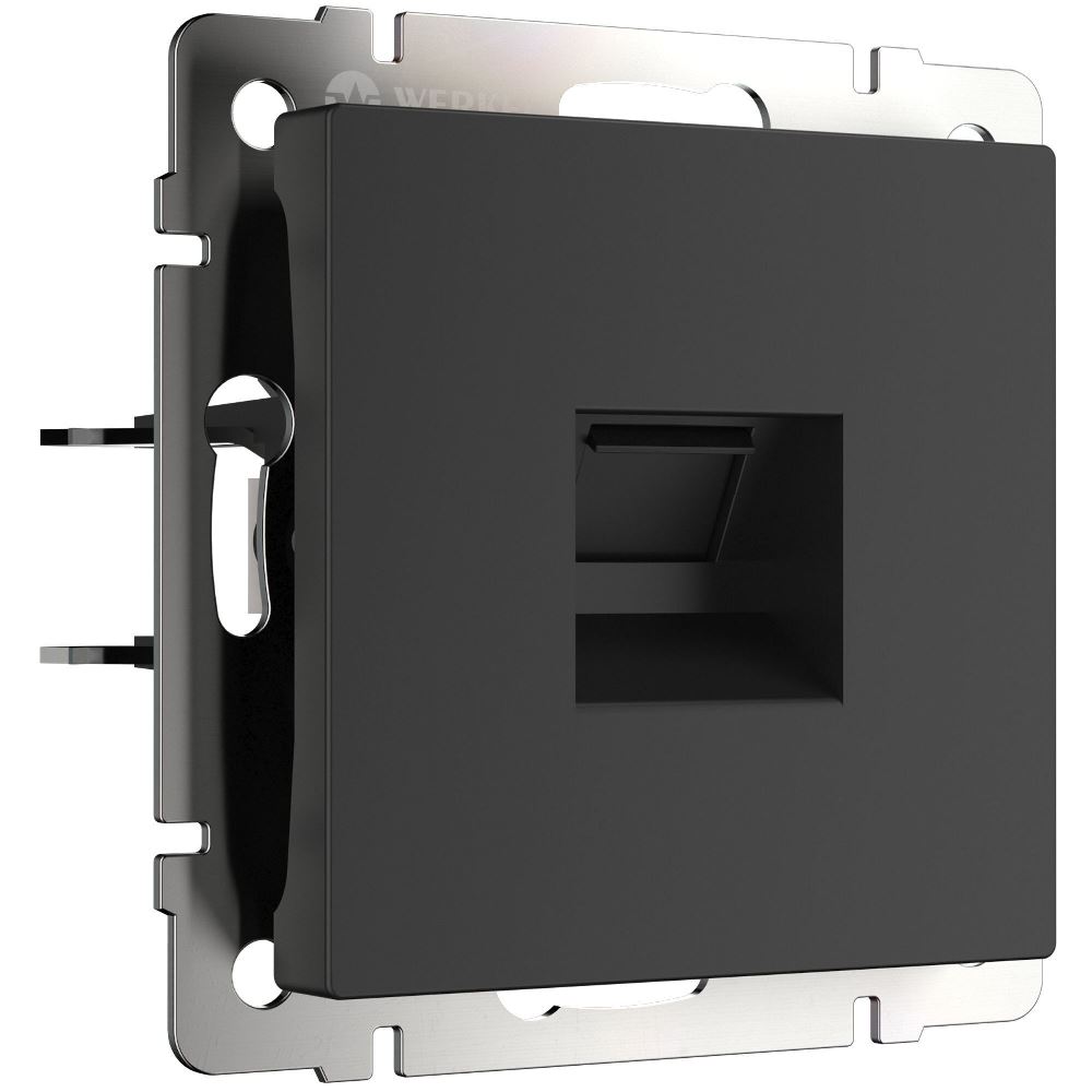 Розетка встраиваемая Ethernet Werkel RJ-45 cat. 6A экранированная Черный матовый W5120108