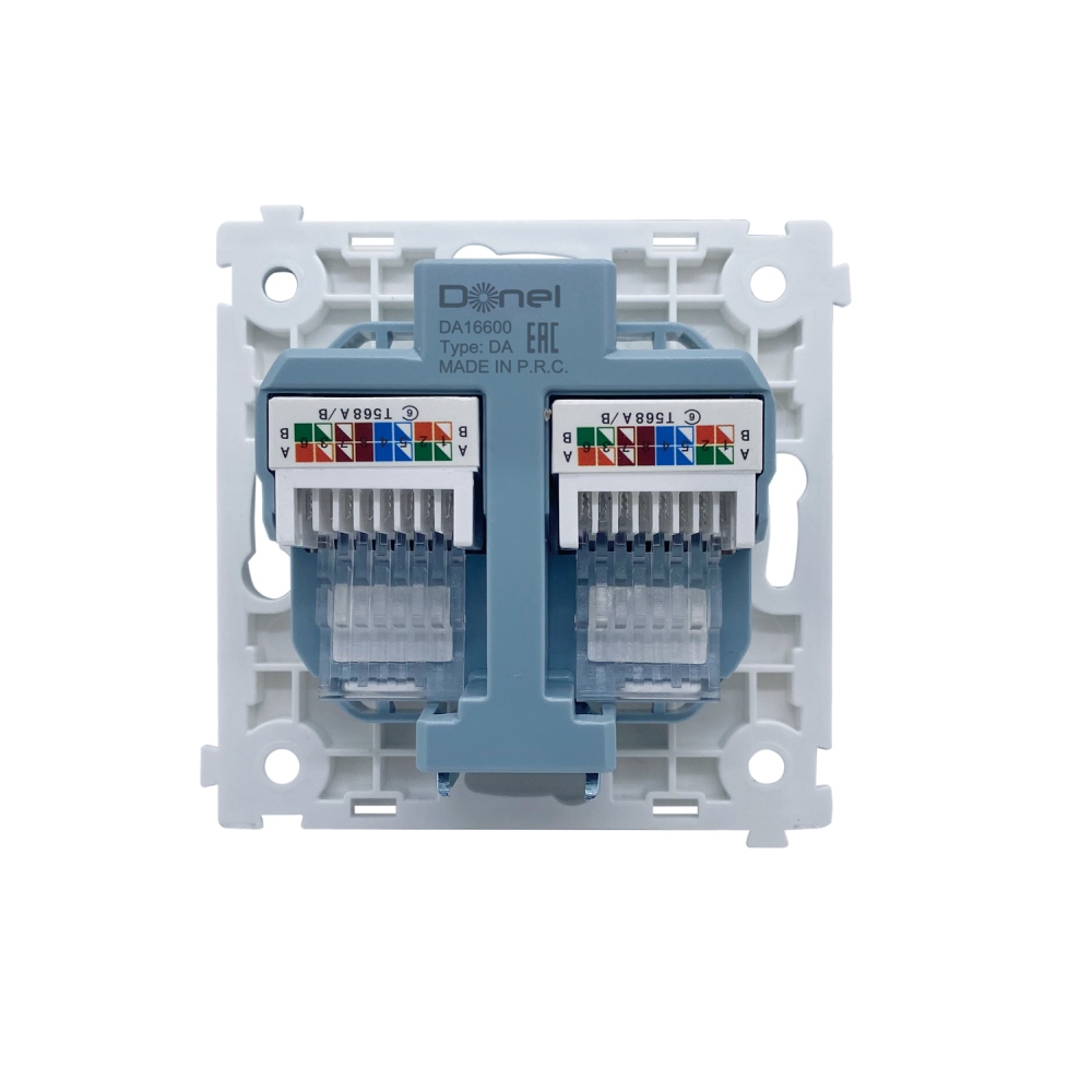 Розетка встраиваемая двойная Ethernet Donel R98 RJ45 2-я Cat.6/ClassE-8/8 Алюминий матовый DA16600-DA86926 — изображение 4