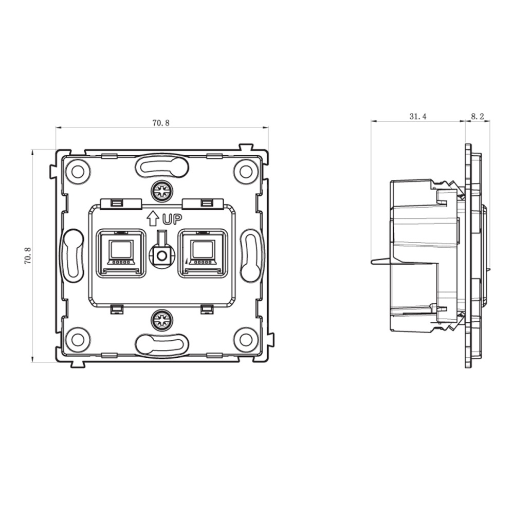 Розетка встраиваемая двойная Ethernet Donel R98 RJ45 2-я Cat.6/ClassE-8/8 Алюминий матовый DA16600-DA86926 — изображение 6