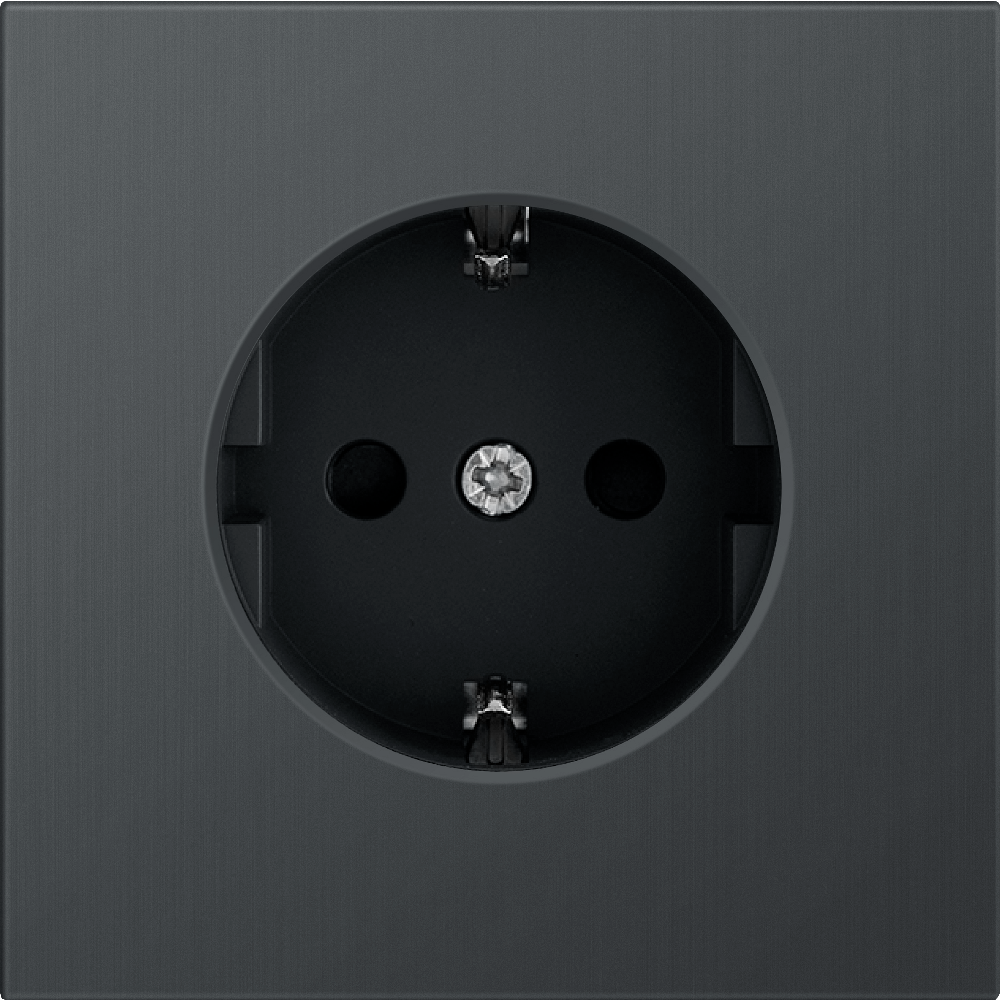 Розетка встраиваемая Donel R98 Metal Schuko с заземлением и шторками на клеммах Вороненая сталь DA19900-DA220GS — изображение 2