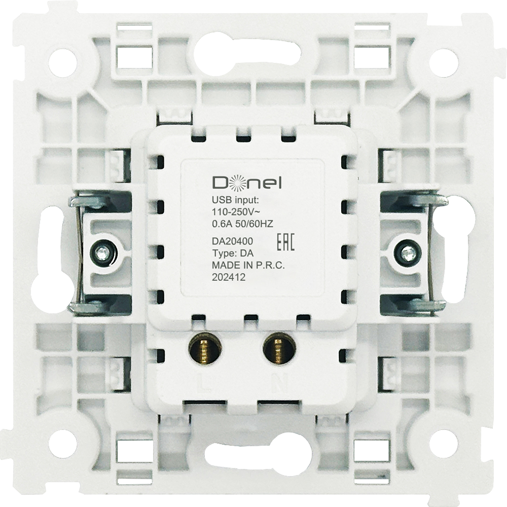 Розетка встраиваемая USB Donel R98 тип A+С быстрая зарядка Черный матовый DA20400-DA27728 — изображение 3