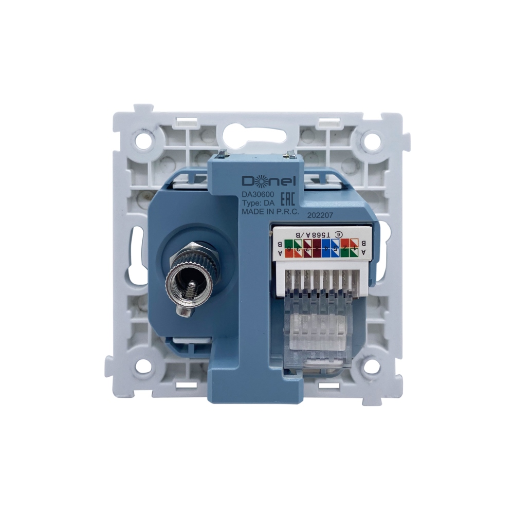 Розетка встраиваемая комбинированная Donel R98 RJ45+ SAT Белый глянцевый DA30600-DA88903 — изображение 3